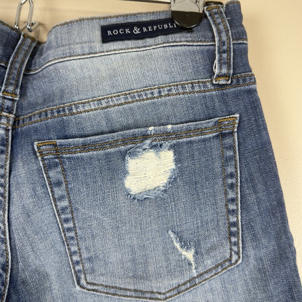 Rock & Republic Bumpershoot Denim Shorts Frayed Hem Women’s Size 6 Mid Rise - Picture 6 of 12